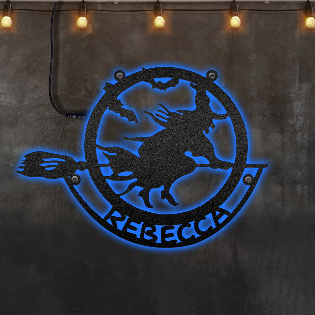 Witch Flying Black Witch Personalized - Led Light Metal - Owls Matrix LTD