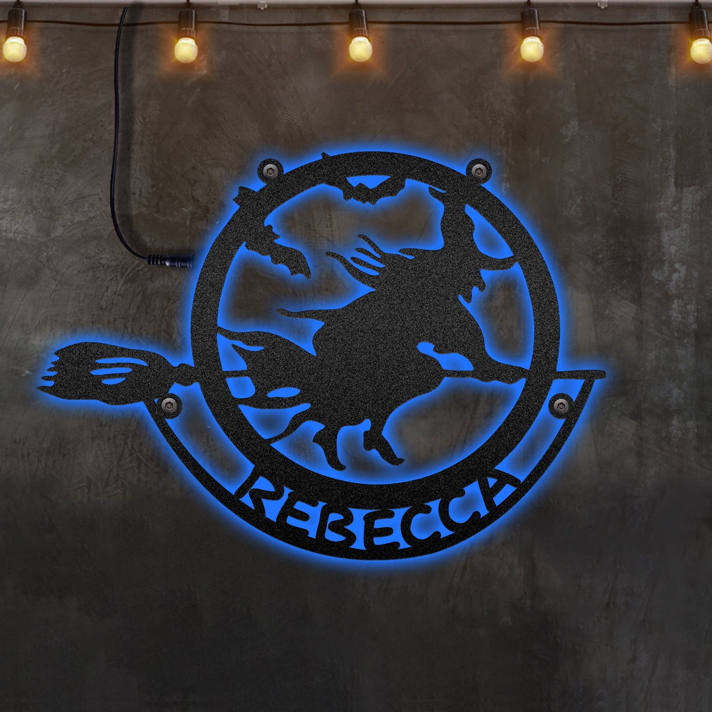 Witch Flying Black Witch Personalized - Led Light Metal - Owls Matrix LTD