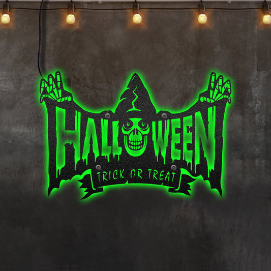 12"x12" Halloween Trick Or Treat Scary Ghost Halloween Decor - Led Light Metal - Owls Matrix LTD