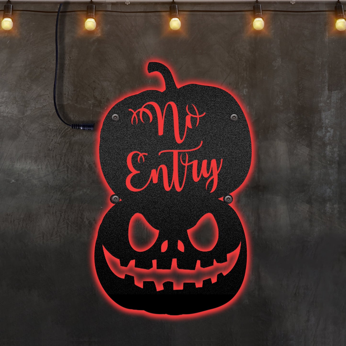 Pumpkin Double Pumpkin No Entry - Led Light Metal - Owls Matrix LTD