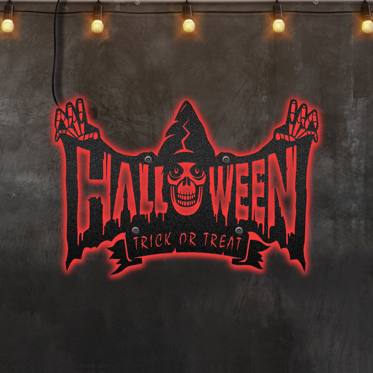 Halloween Trick Or Treat Scary Ghost Halloween Decor - Led Light Metal - Owls Matrix LTD