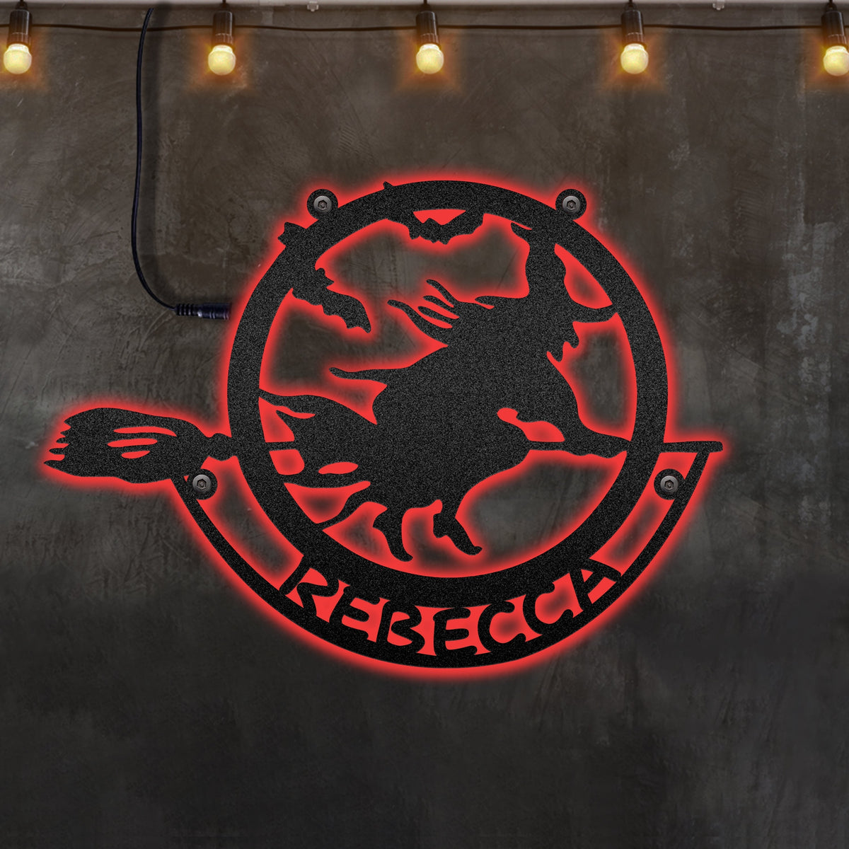 Witch Flying Black Witch Personalized - Led Light Metal - Owls Matrix LTD