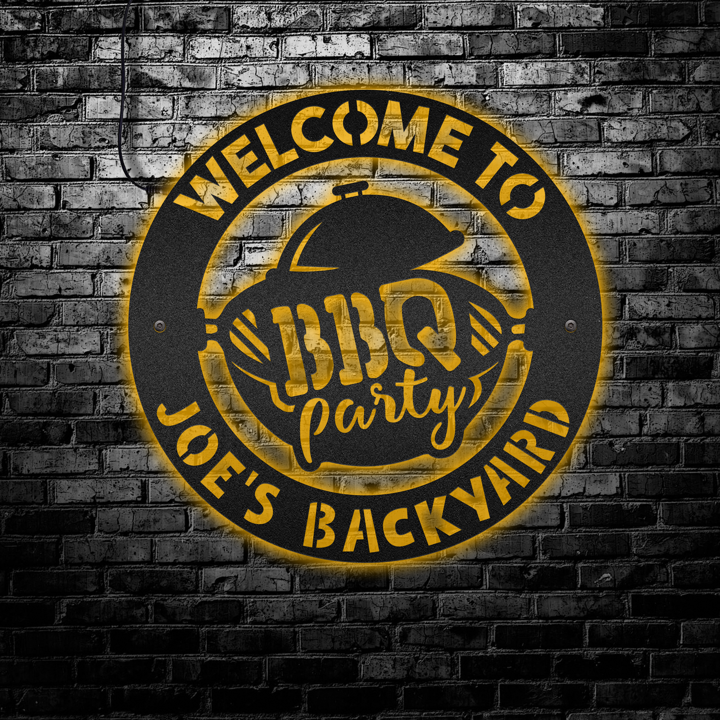 BBQ Party Backyard Personalized - Led Light Metal - Owls Matrix LTD