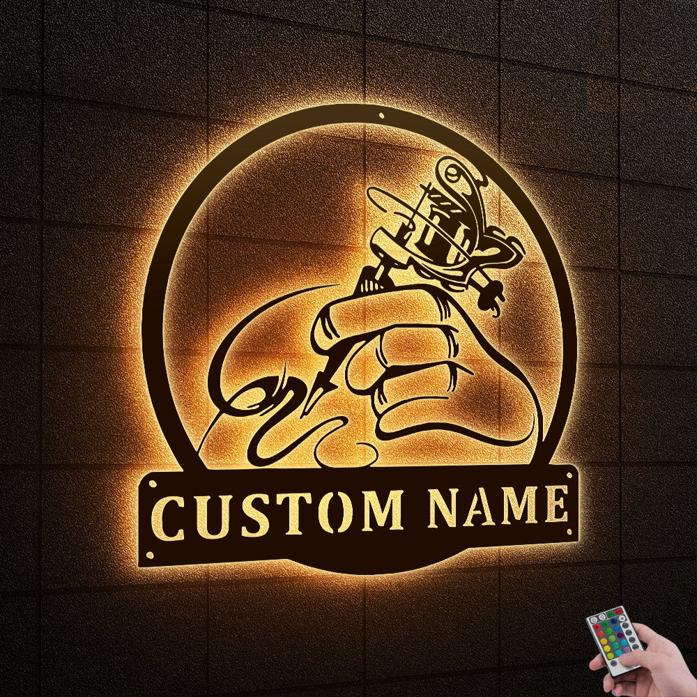 12*12 Inch (30*30cm) Tattoo Artist Personalized - Led Light Metal - Owls Matrix LTD