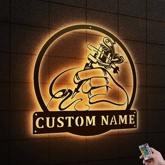 12*12 Inch (30*30cm) Tattoo Artist Personalized - Led Light Metal - Owls Matrix LTD