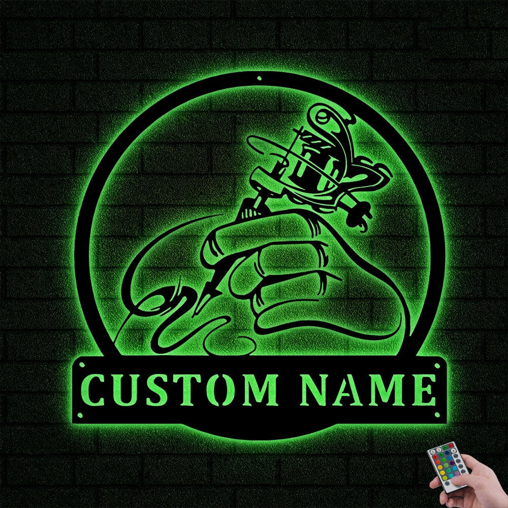 Tattoo Artist Personalized - Led Light Metal - Owls Matrix LTD