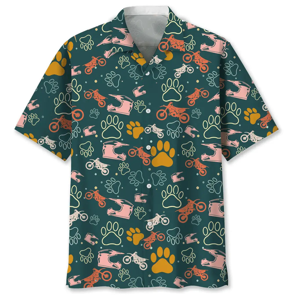 Hawaiian Shirt / Adults / S Motocross And Dog Hawaiian Shirt