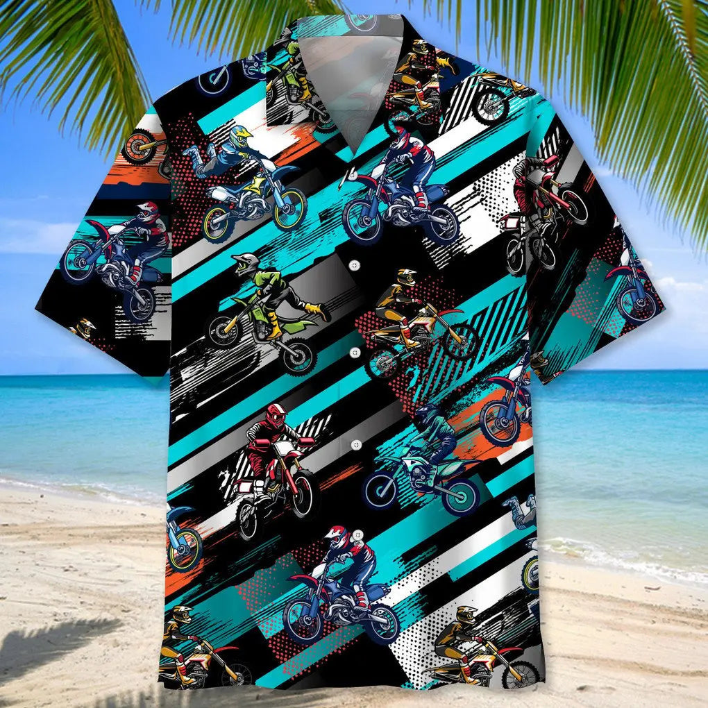 motocross color abstract hawaiian shirt