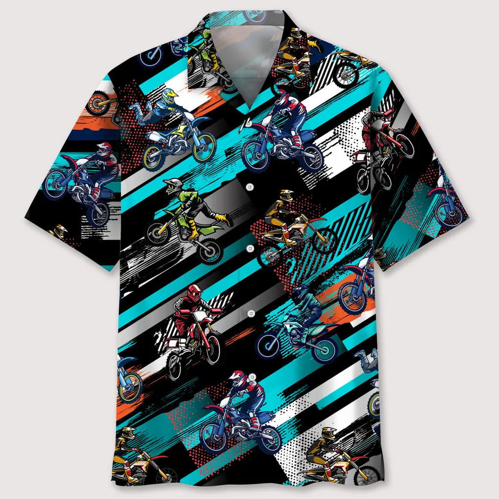 Hawaiian Shirt / Adults / S motocross color abstract hawaiian shirt