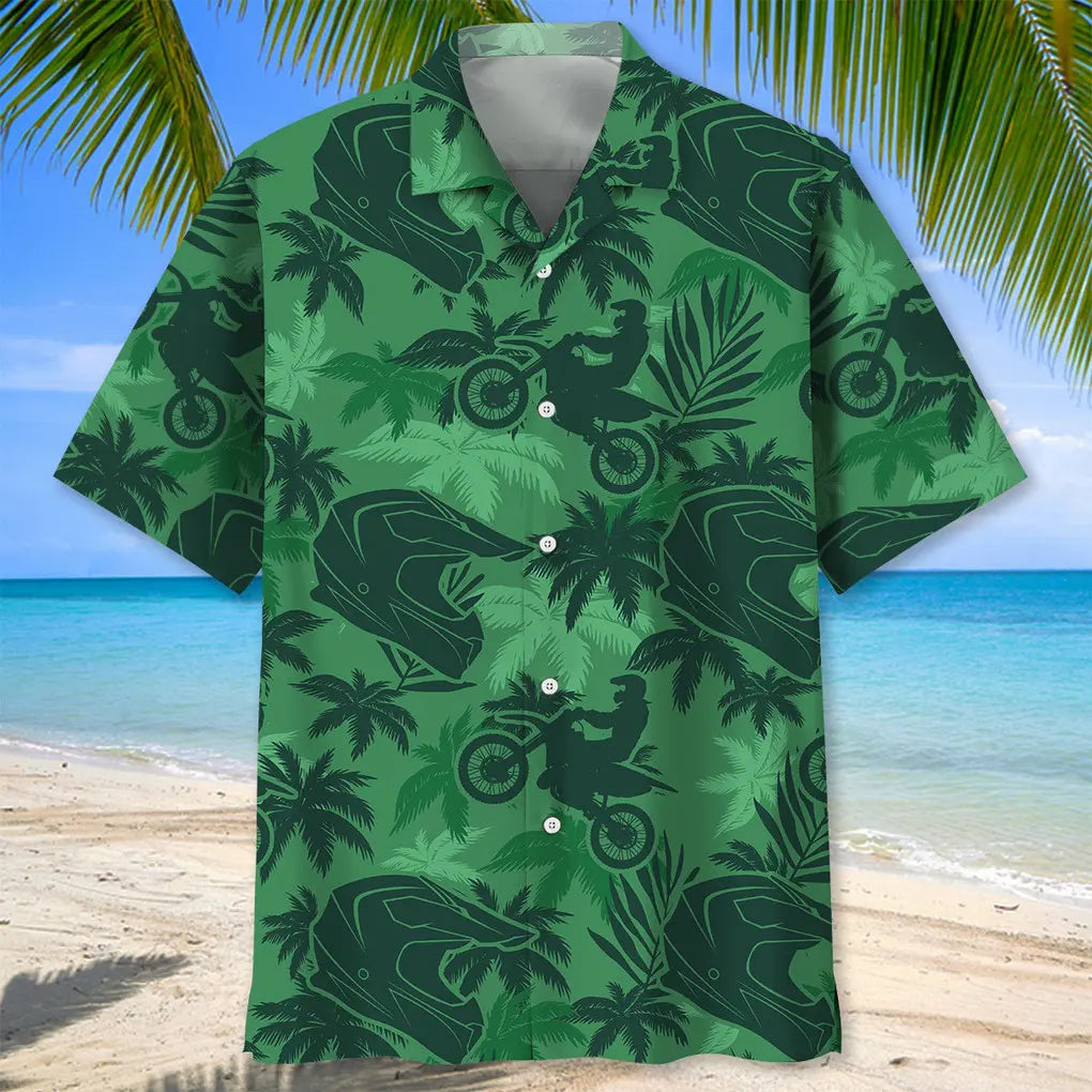 motocross green coconut hawaiian shirt