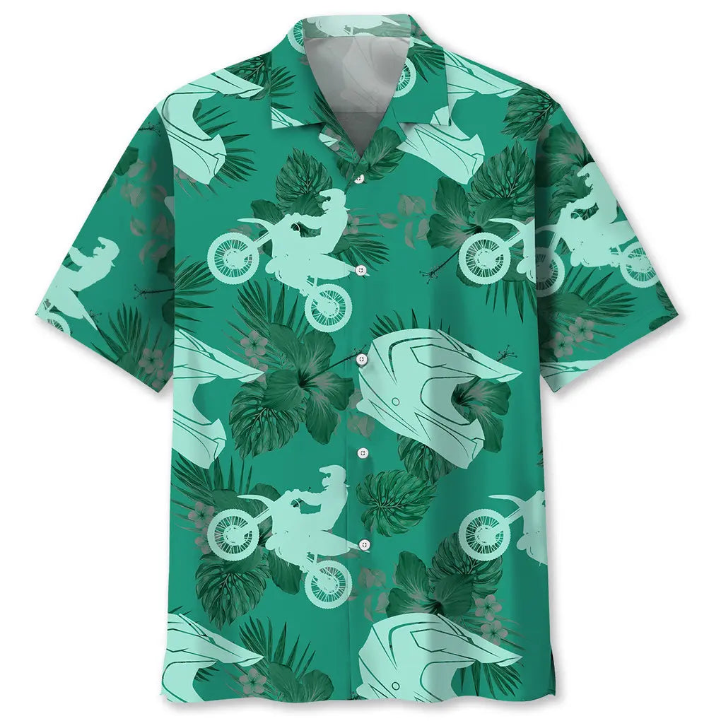 Hawaiian Shirt / Adults / S Motocross Kelly Green Hawaiian Shirt