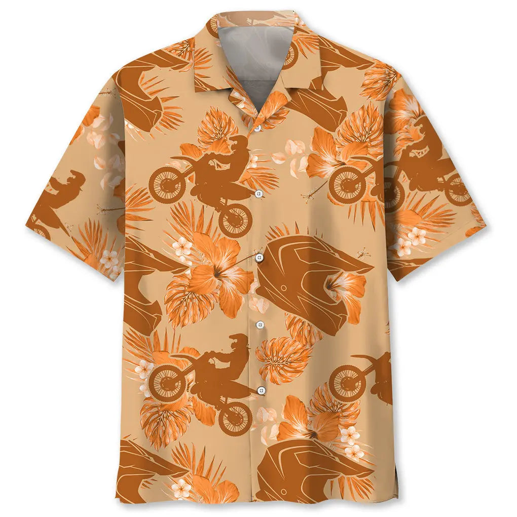 Hawaiian Shirt / Adults / S Motocross Orange Tropical Hawaiian Shirt