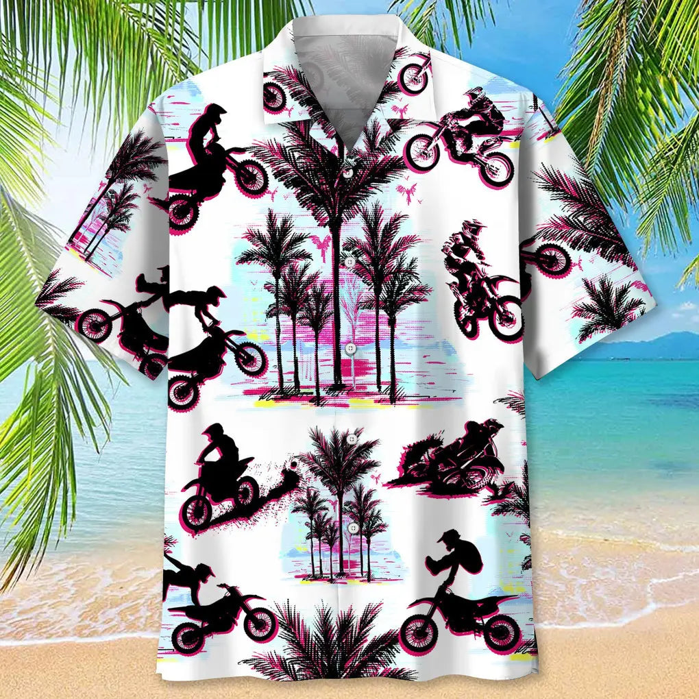 motocross palm trees hawaiian shirt