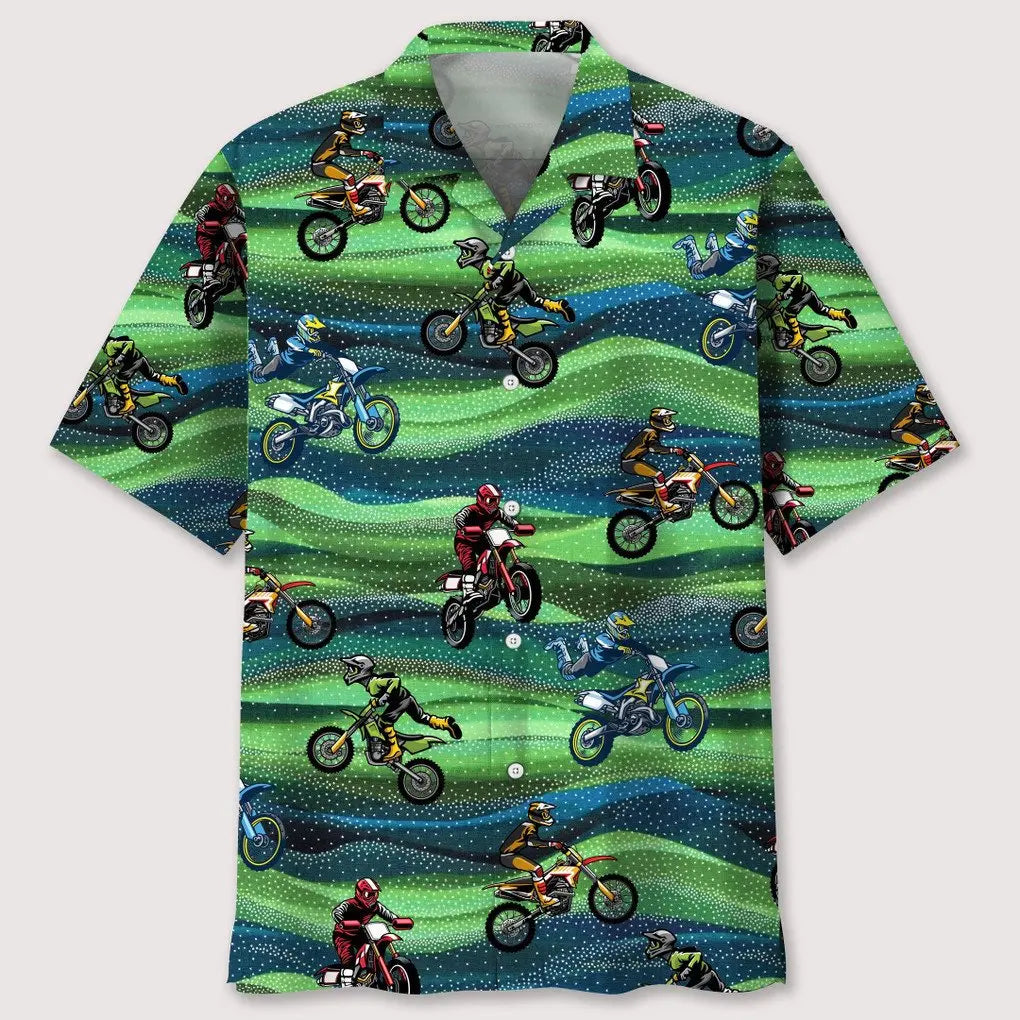 Hawaiian Shirt / Adults / S motocross seamless pattern hawaiian shirt