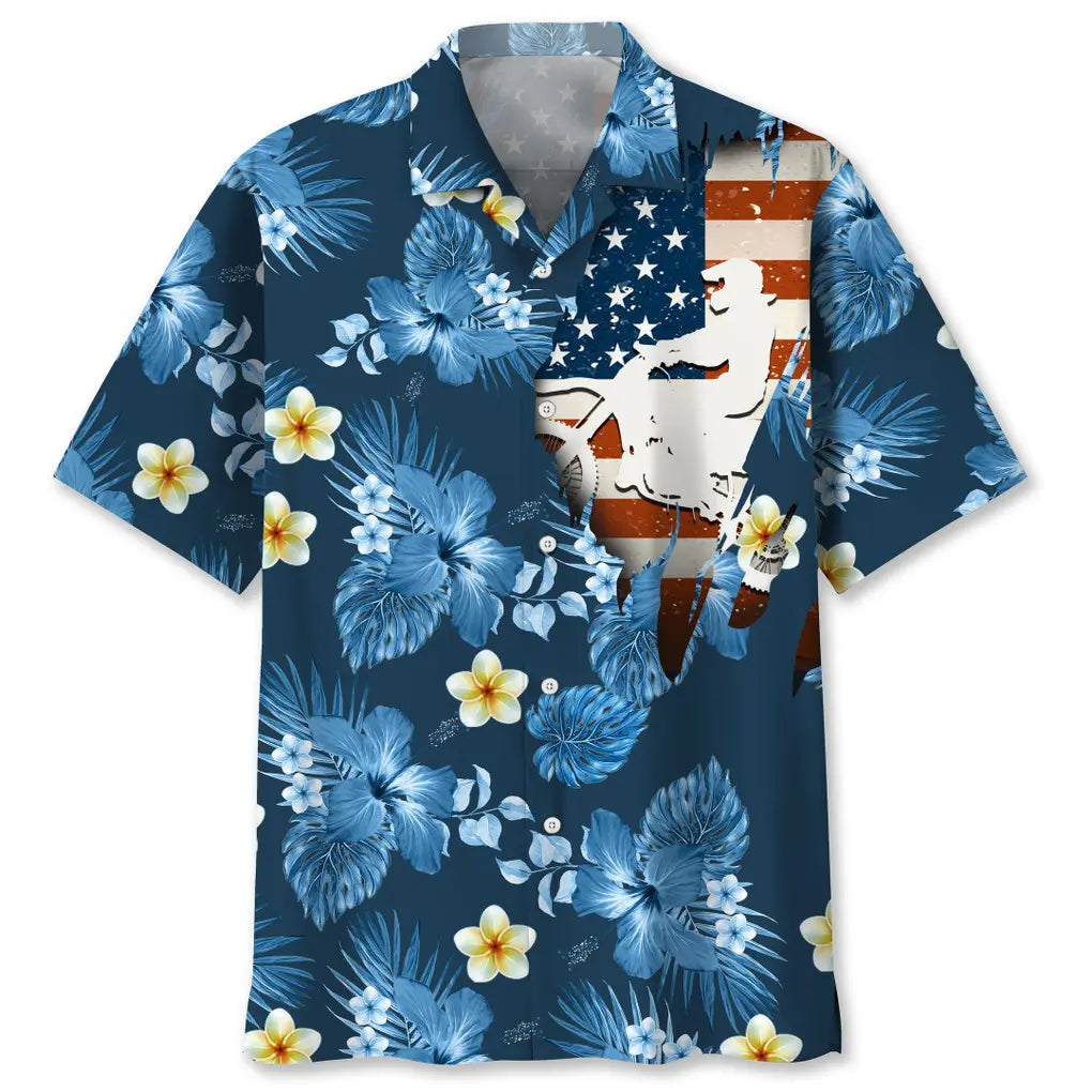 Hawaiian Shirt / Adults / S motocross usa blue tropical hawaiian shirt
