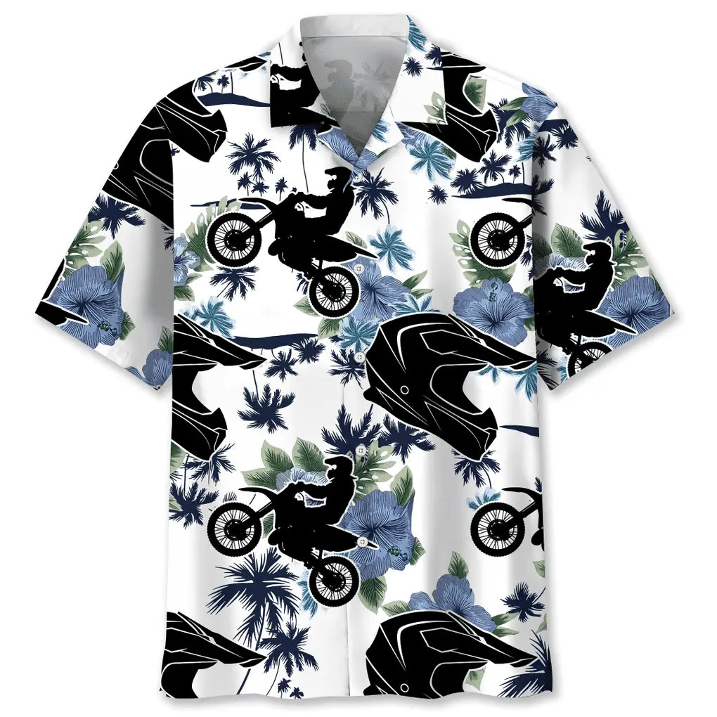 Hawaiian Shirt / Adults / S Motocross White Nature Hawaiian Shirt