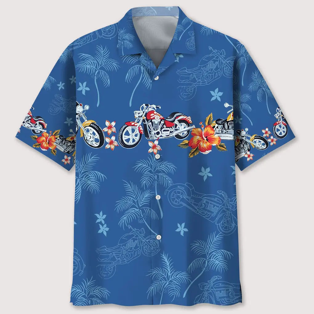 Hawaiian Shirt / Adults / S Motorcycle Flower Tropical Hawaiian Shirt