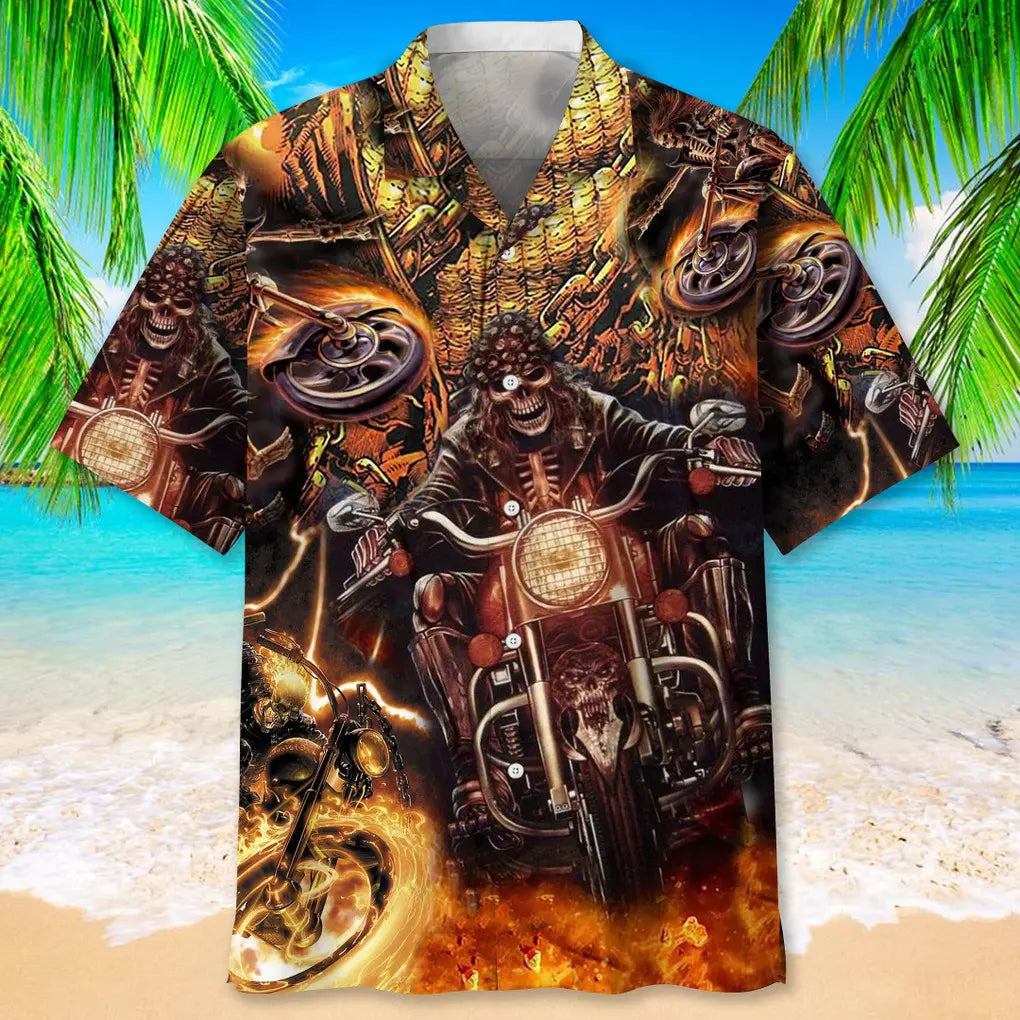 Motorcycle Skull Hawaiian Shirt