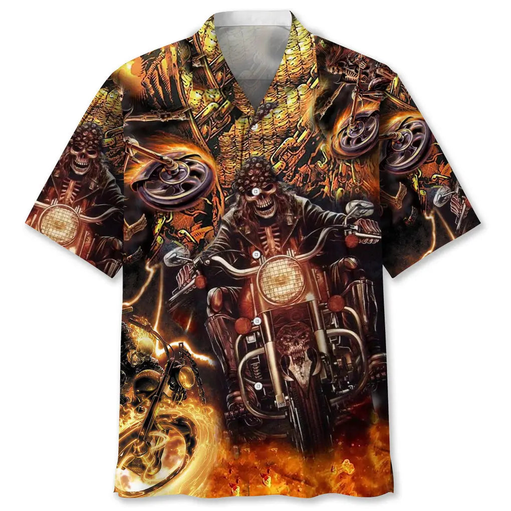 Hawaiian Shirt / Adults / S Motorcycle Skull Hawaiian Shirt