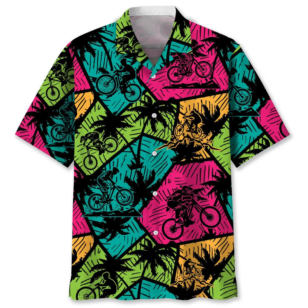 Hawaiian Shirt / Adults / S Mountain Bike Beach Color Hawaiian Shirt