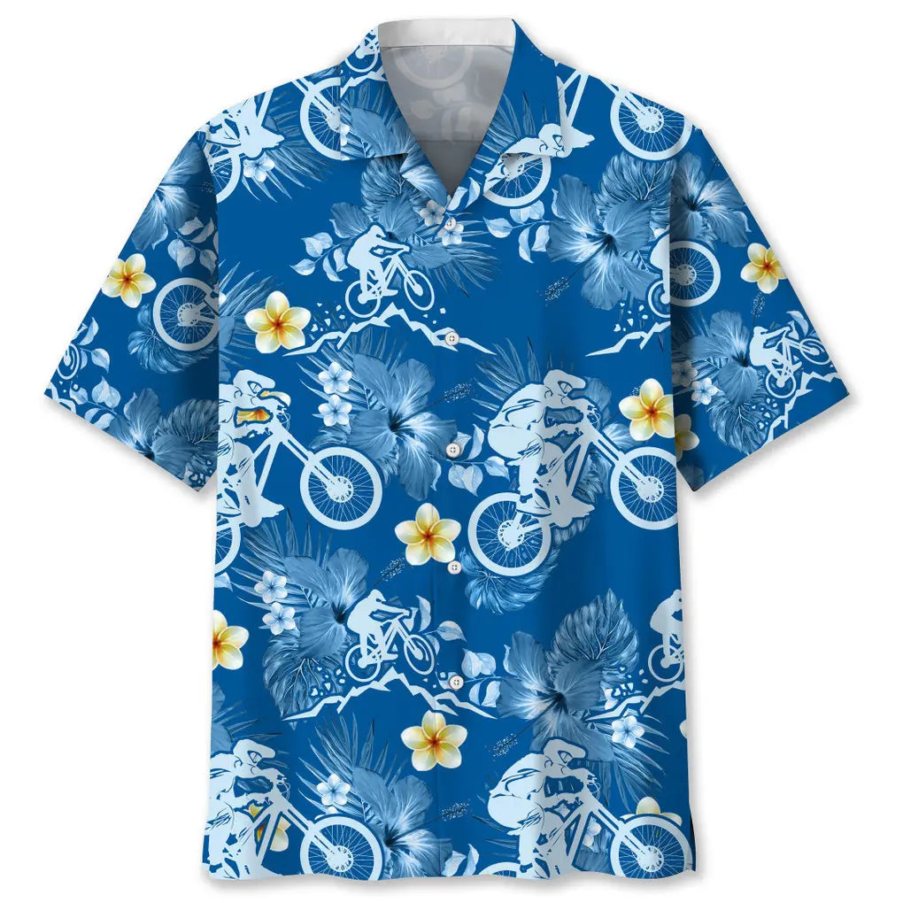 Hawaiian Shirt / Adults / S Mountain Bike Blue Nature Hawaiian Shirt