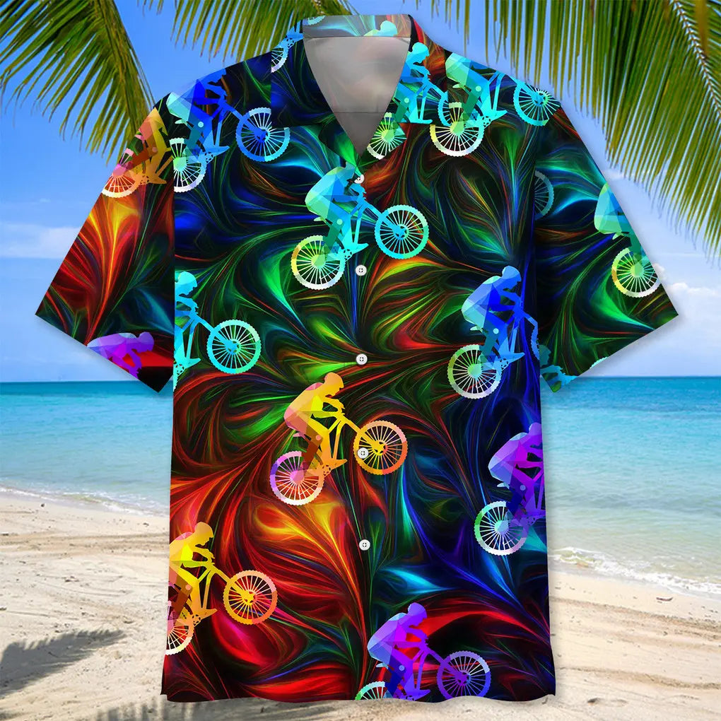 Mountain Bike Color Hawaiian Shirt