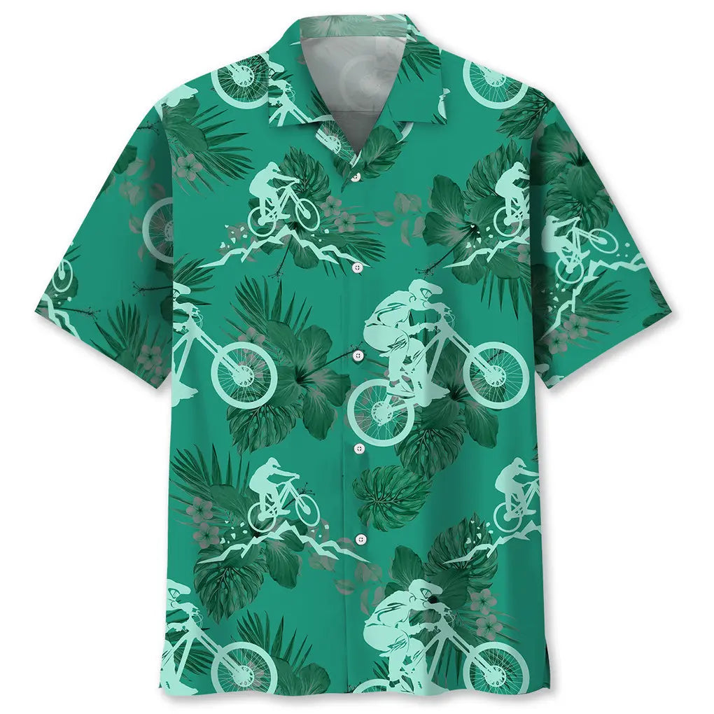 Hawaiian Shirt / Adults / S Mountain Bike Kelly Green Hawaiian Shirt