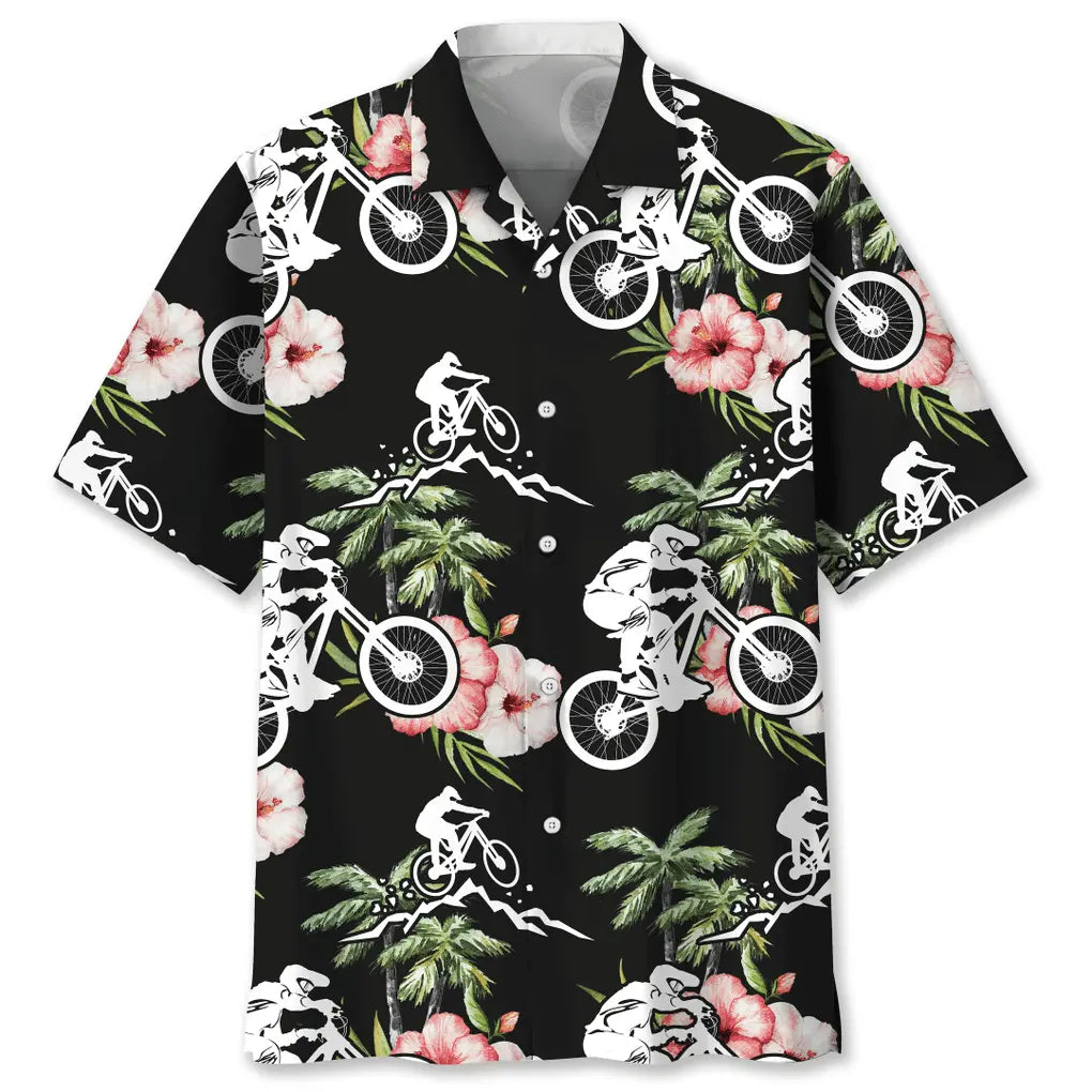 Hawaiian Shirt / Adults / S Mountain Bike Nature Flower Hawaiian Shirt