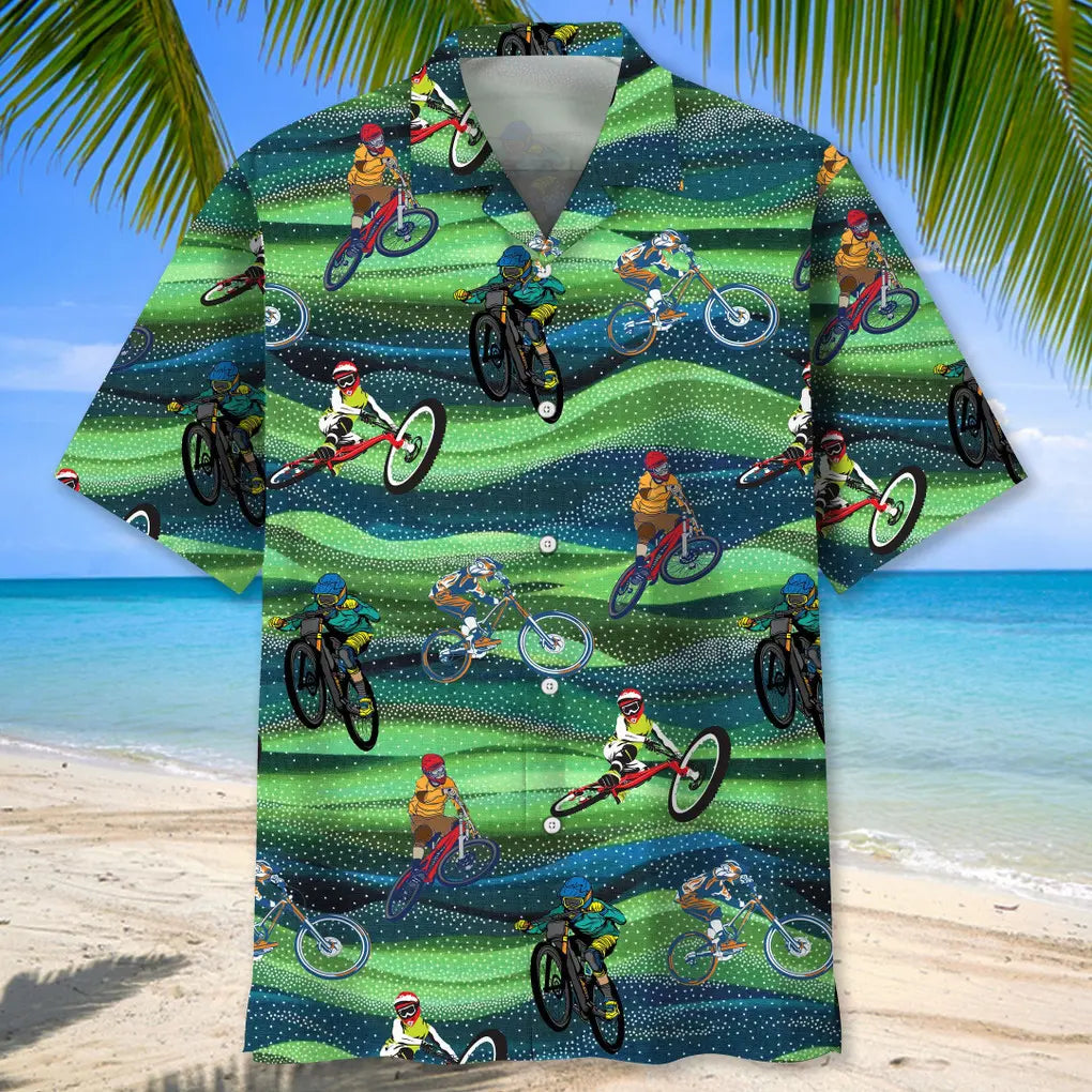 Mountain Bike Seamless Pattern Hawaiian Shirt