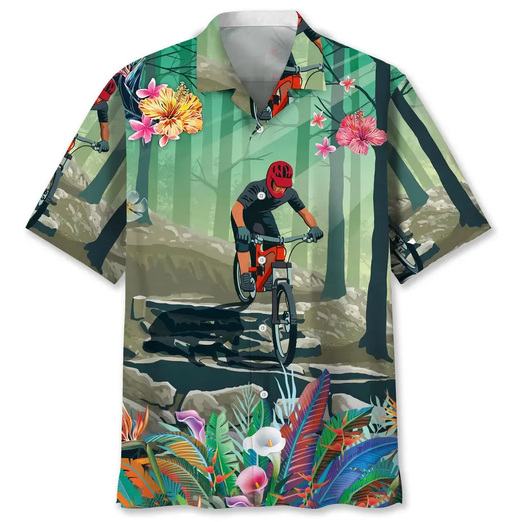 Hawaiian Shirt / Adults / S Mountain Bike Tropical Hawaiian Shirt