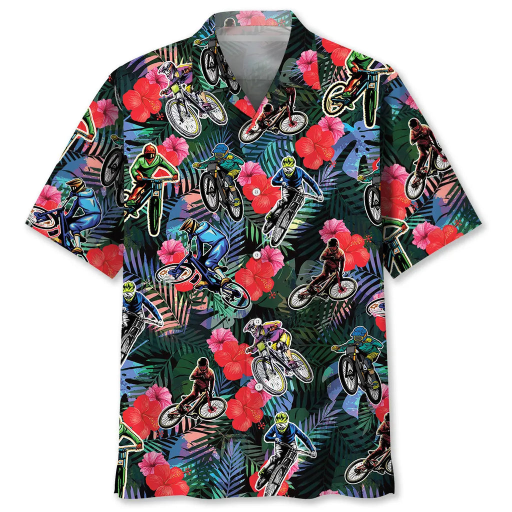Hawaiian Shirt / Adults / S Mountain Bike Tropical Hawaiian Shirt