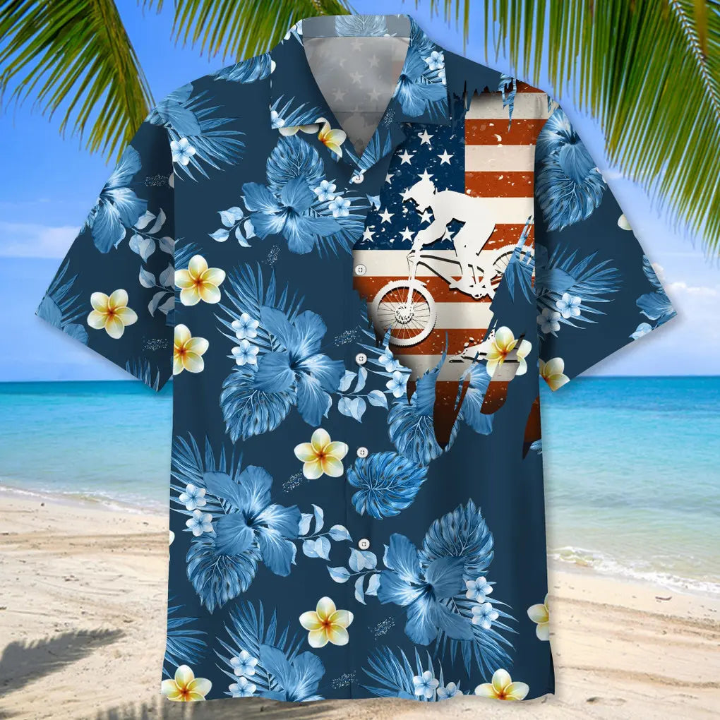 Mountain Bike Usa Nature Hawaiian Shirt