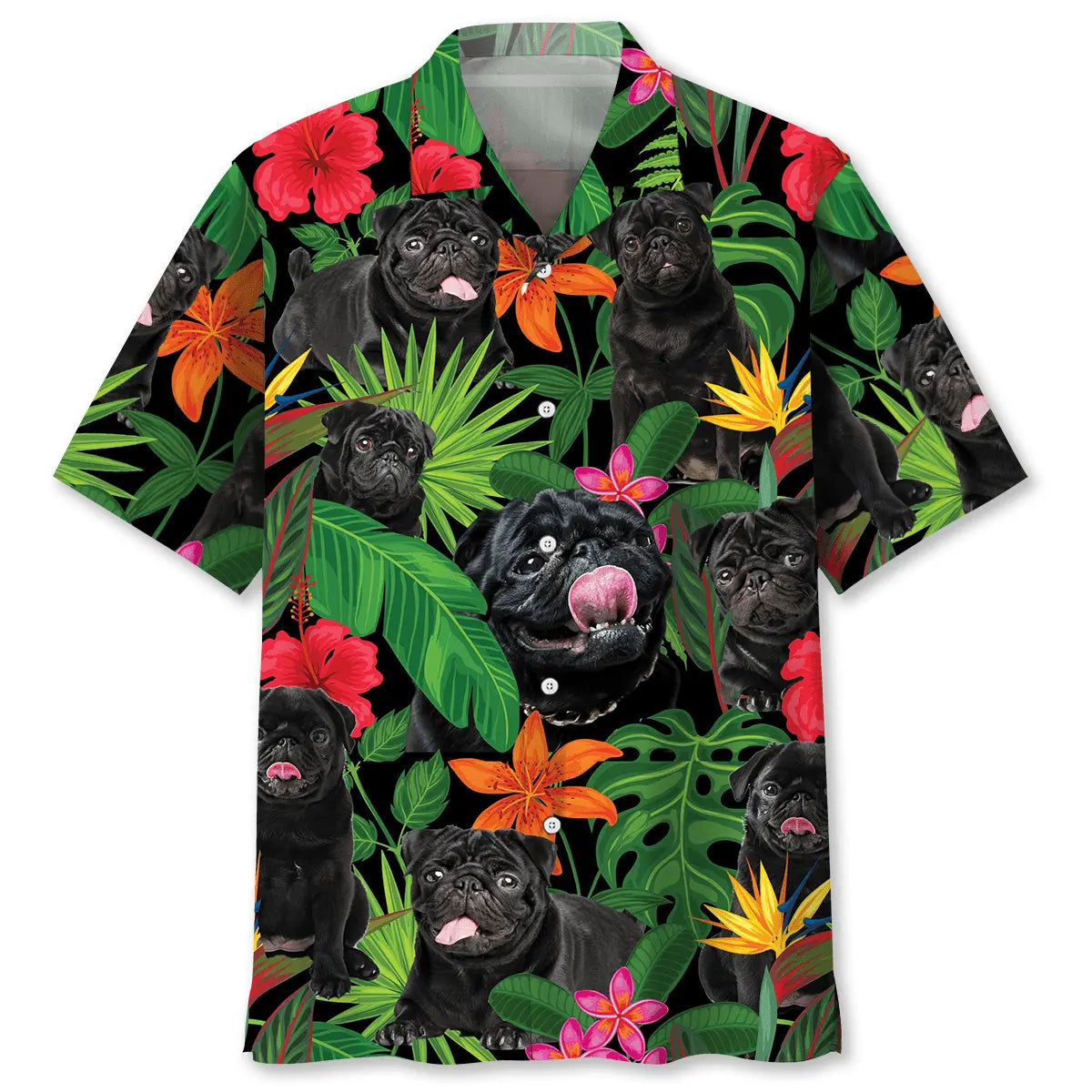Hawaiian Shirt / Adults / S Naughty Pug Hawaiian Shirt