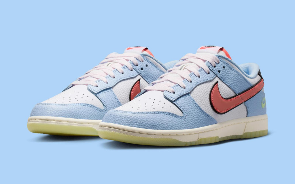 Nike Dunk Low Smiley Swoosh White Hydrogen Blue Crimson IR0609-100