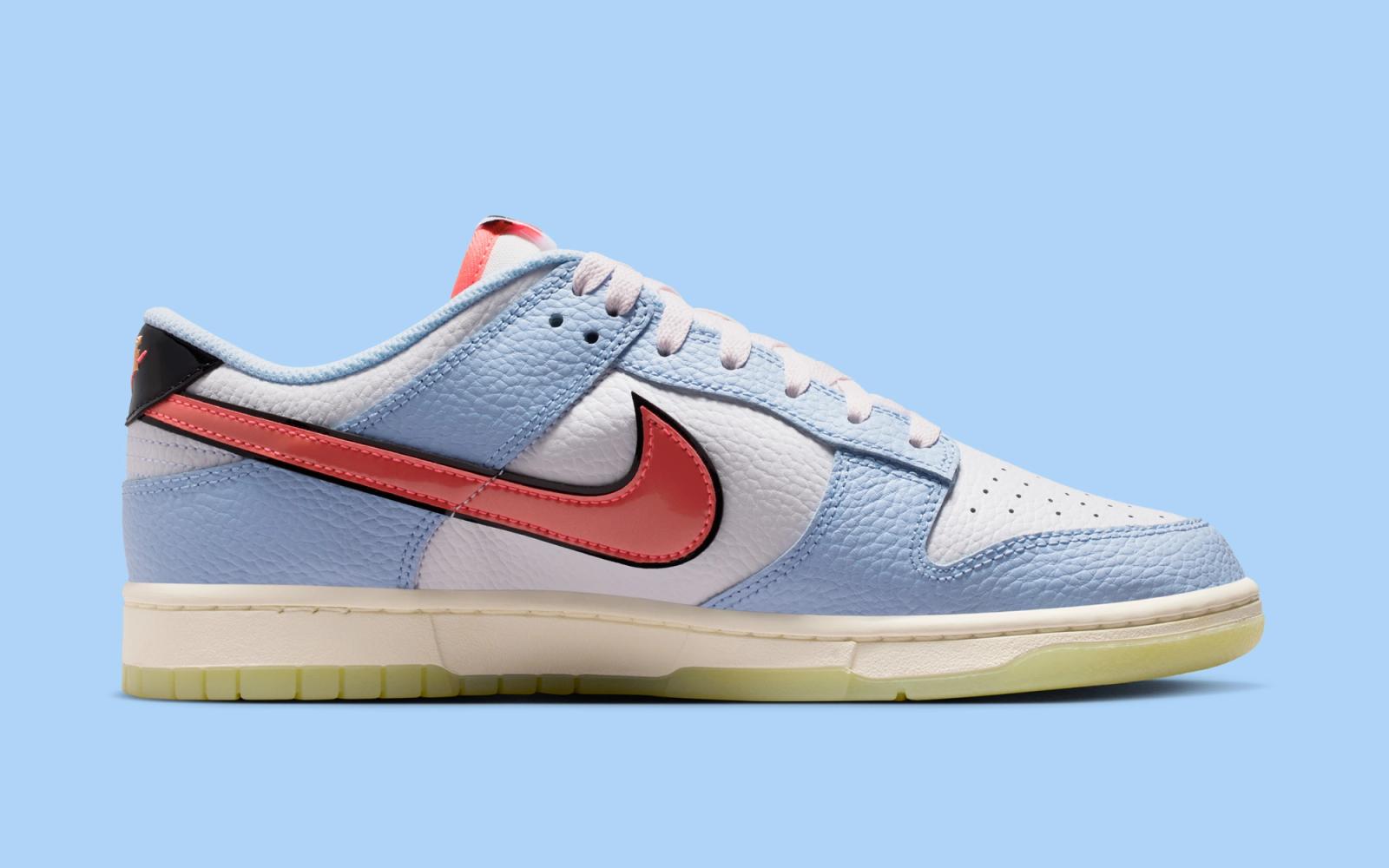 Nike Dunk Low Smiley Swoosh White Hydrogen Blue Crimson IR0609-100