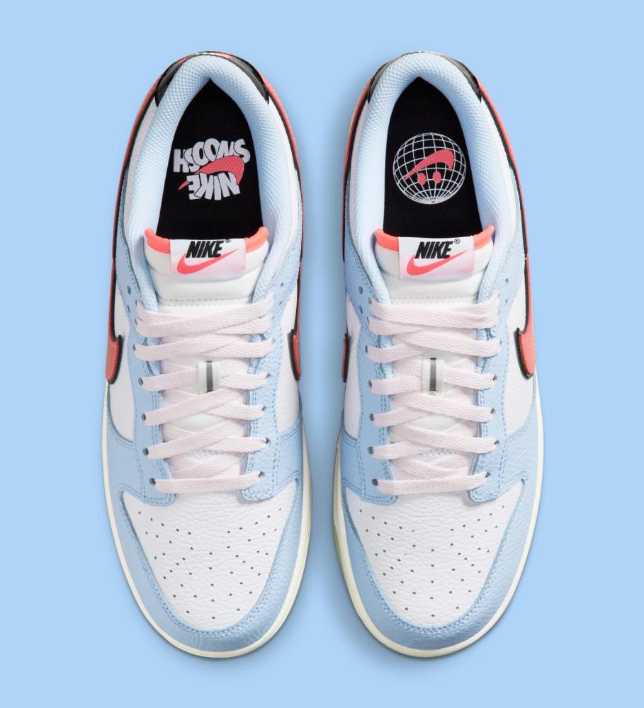 Nike Dunk Low Smiley Swoosh White Hydrogen Blue Crimson IR0609-100