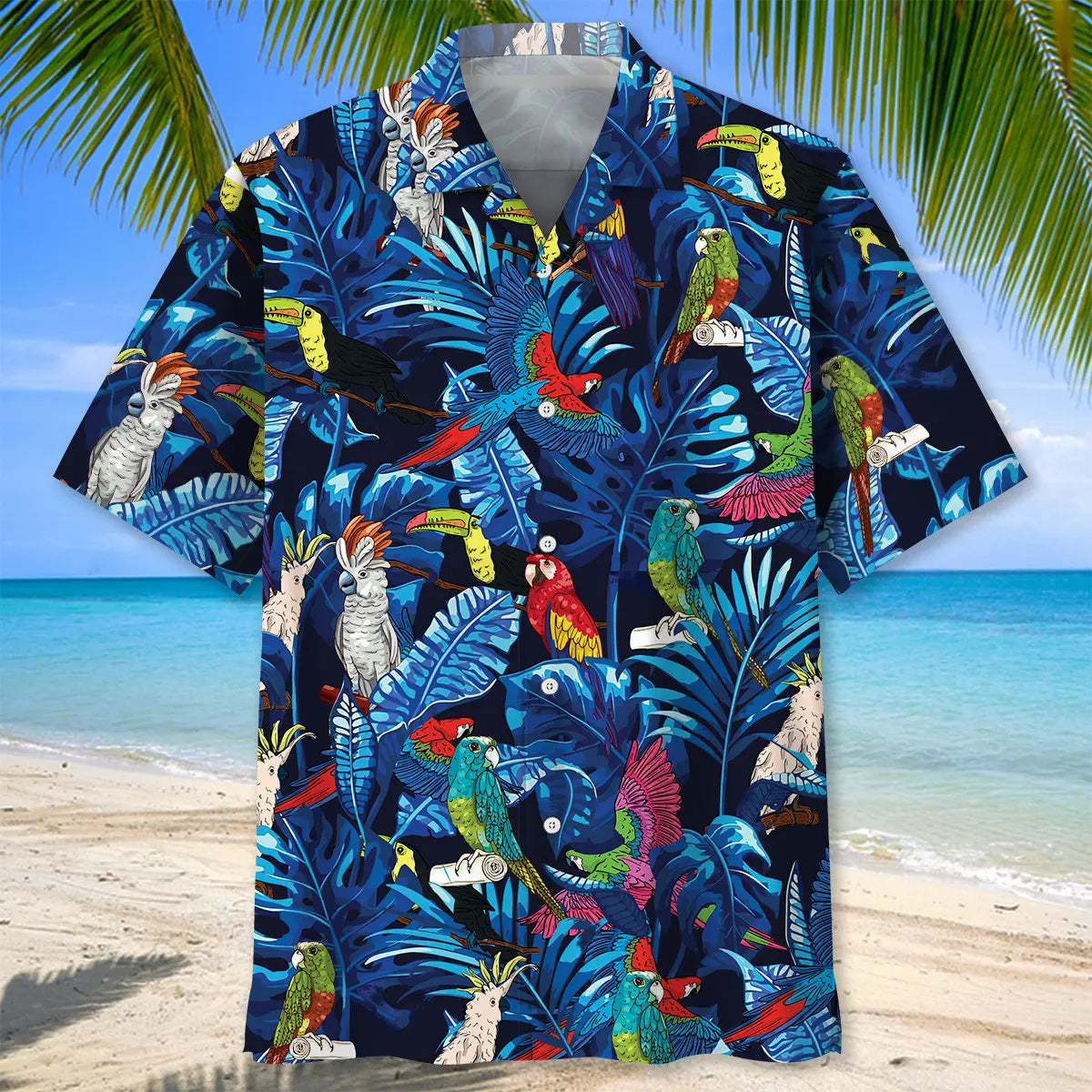 Parrot Blue Tropical Hawaiian Shirt