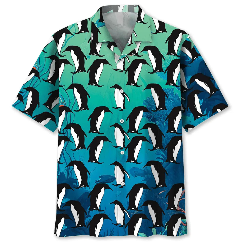 Hawaiian Shirt / Adults / S Penguins Ocean Hawaiian Shirt