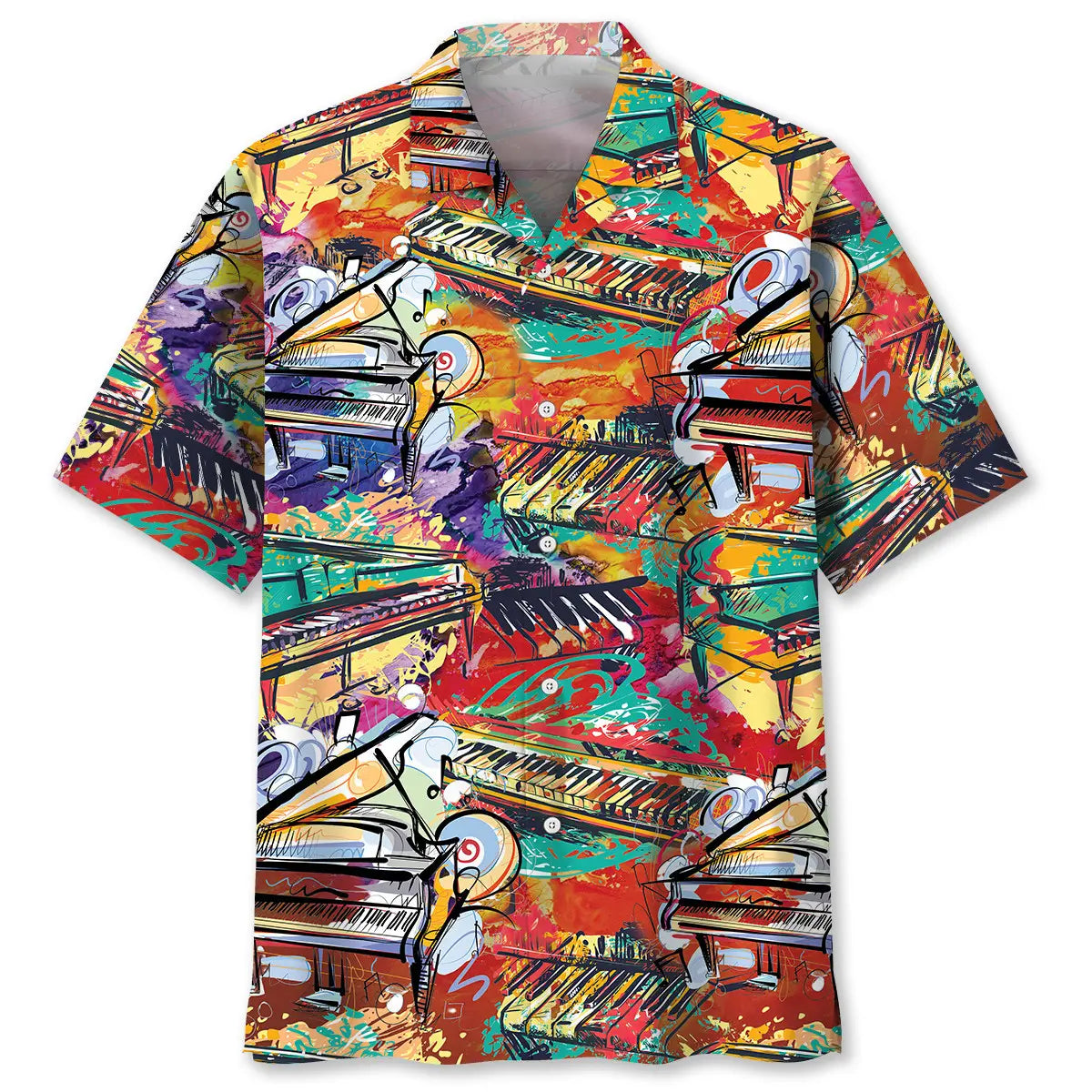 Hawaiian Shirt / Adults / S Piano Watercolor Hawaiian Shirt