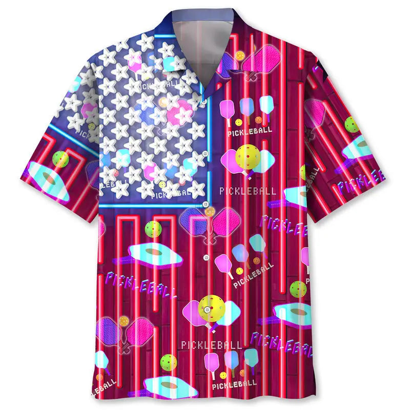 Hawaiian Shirt / Adults / S Pickleball Neon Hawaiian Shirt