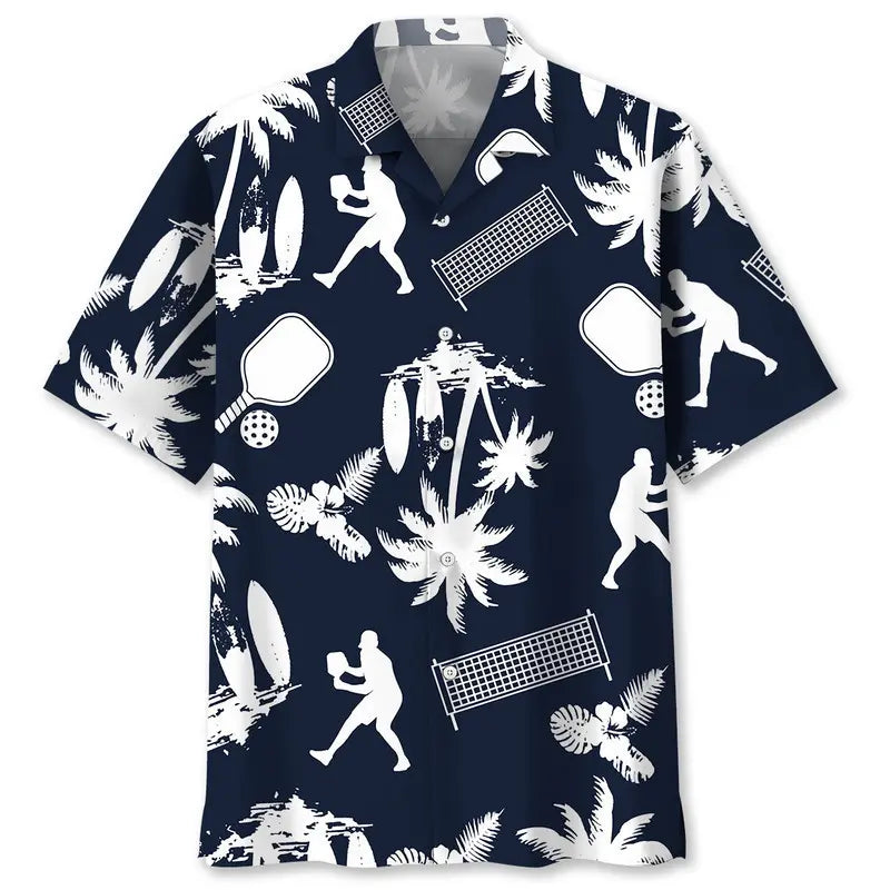 Hawaiian Shirt / Adults / S Pickleball Play White Hawaiian Shirt