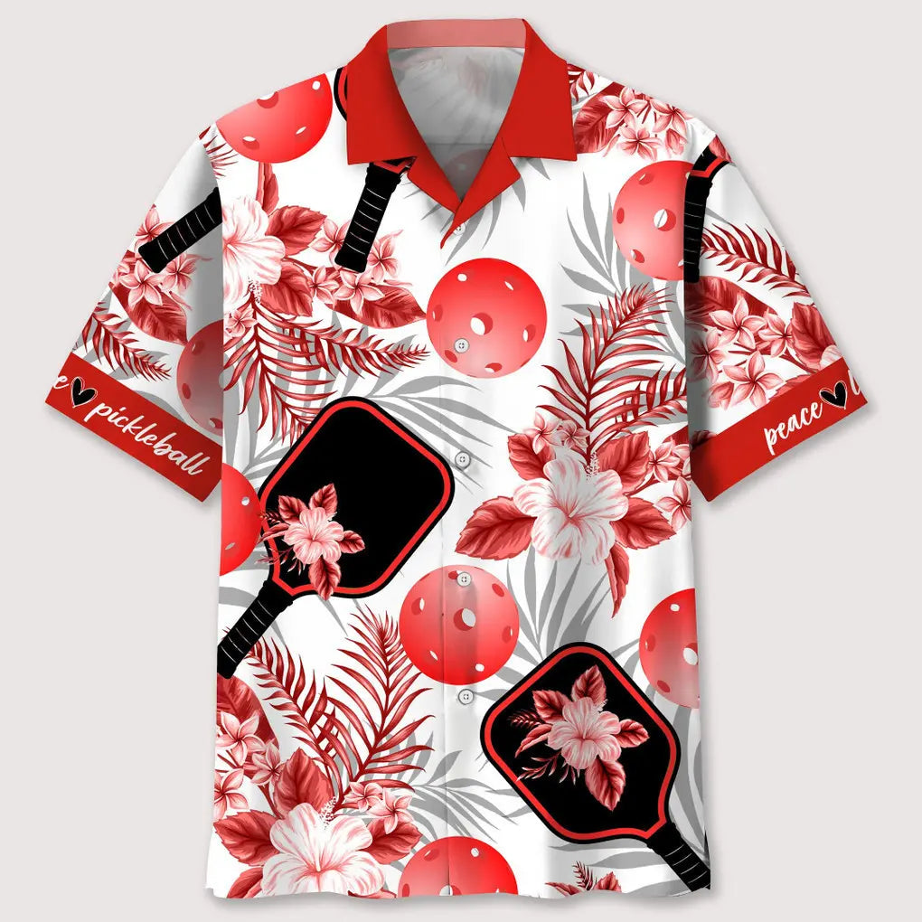 Hawaiian Shirt / Adults / S Pickleball Red Hawaiian Shirt