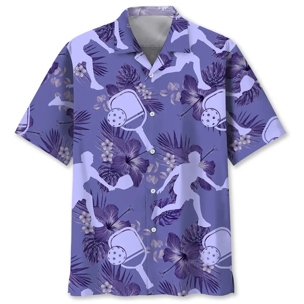 Hawaiian Shirt / Adults / S Pickleball Very Peri Tropical Hawaiian Shirt