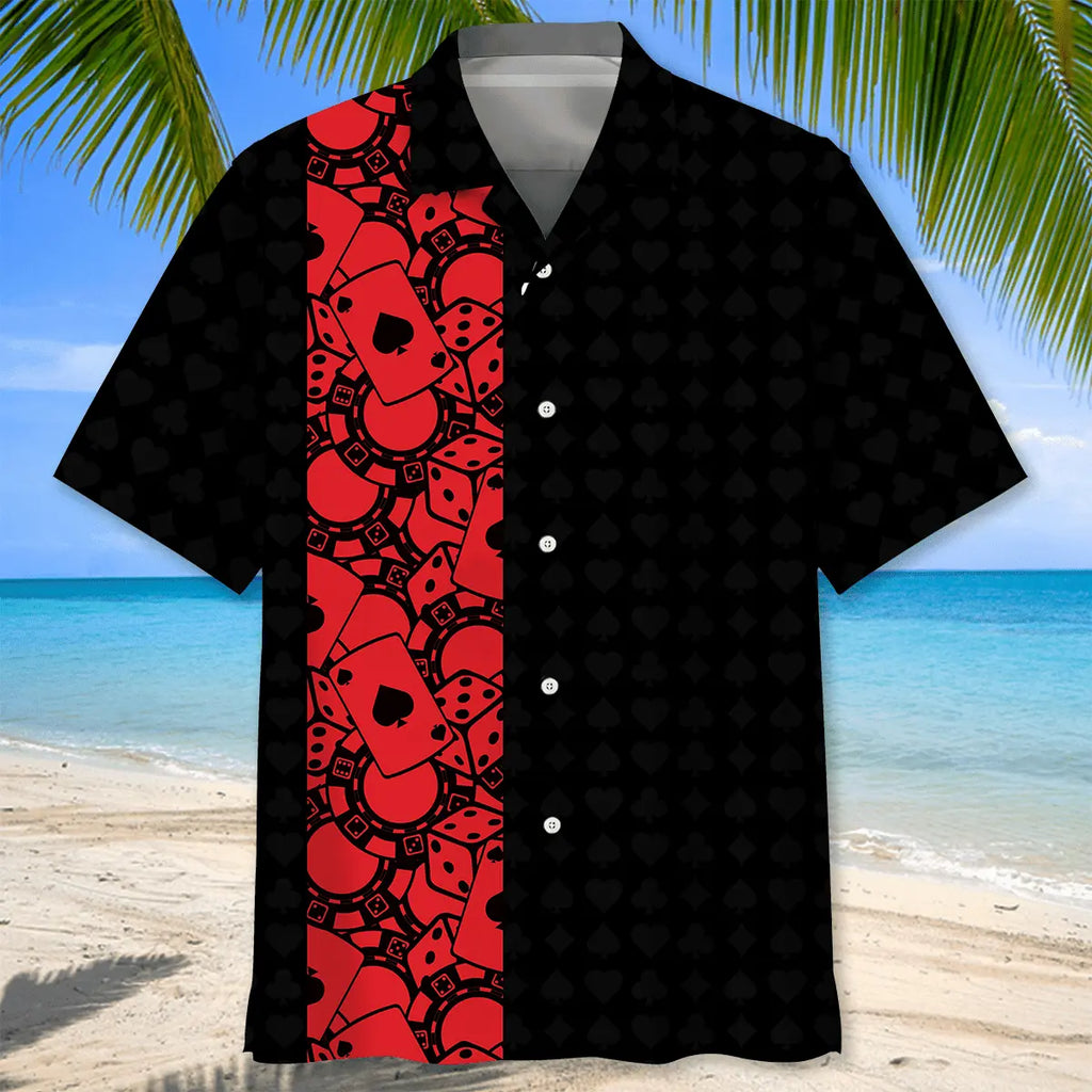Poker Black Red Hawaiian Shirt