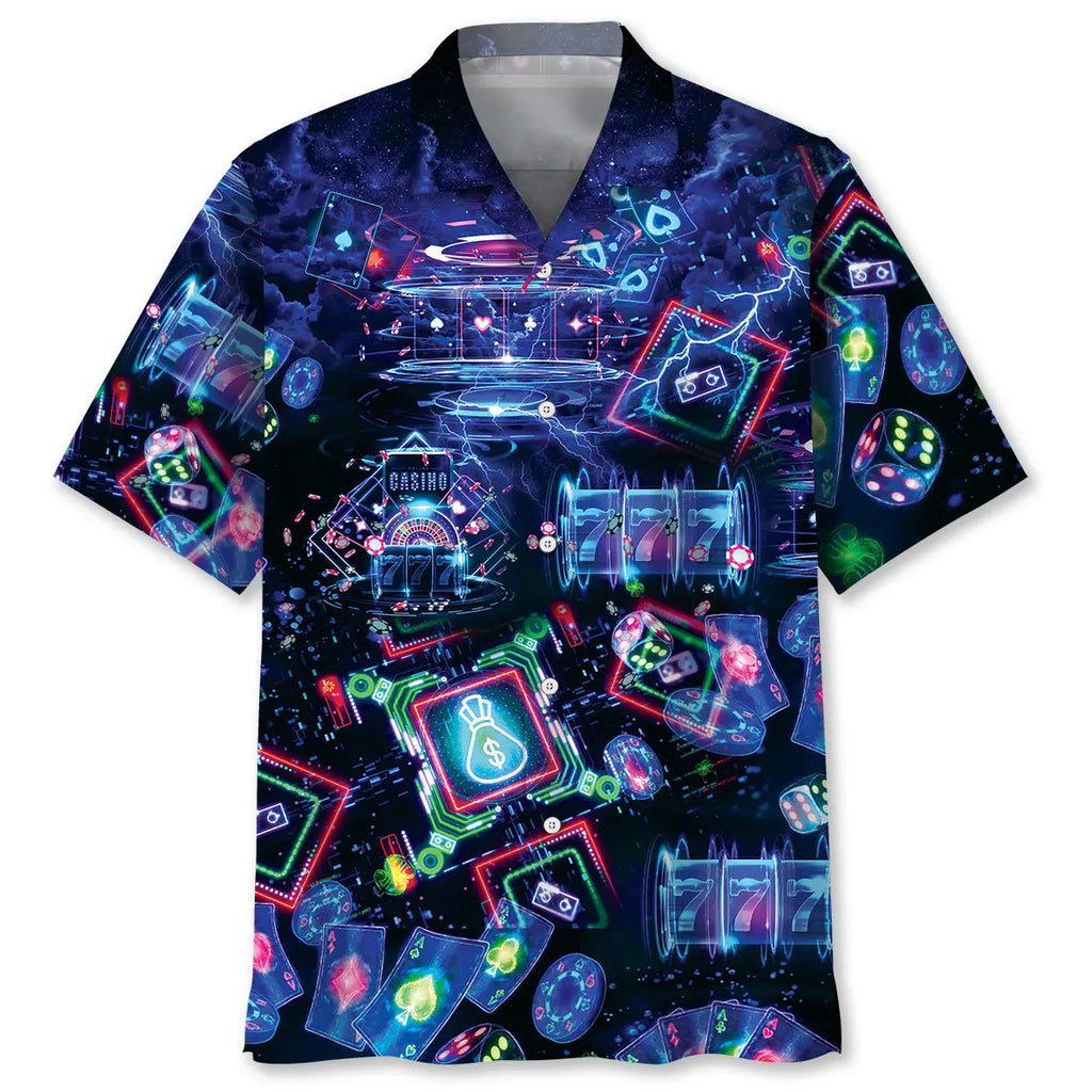 Hawaiian Shirt / Adults / S Poker Neon Hawaiian Shirt