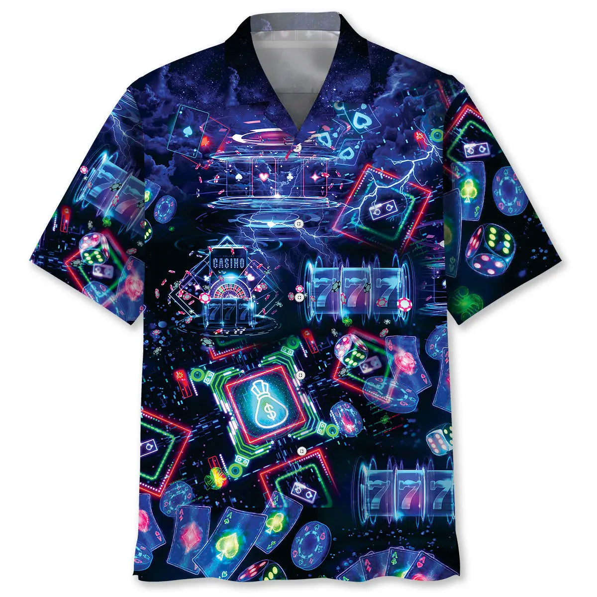Hawaiian Shirt / Adults / S Poker Neon Hawaiian Shirt