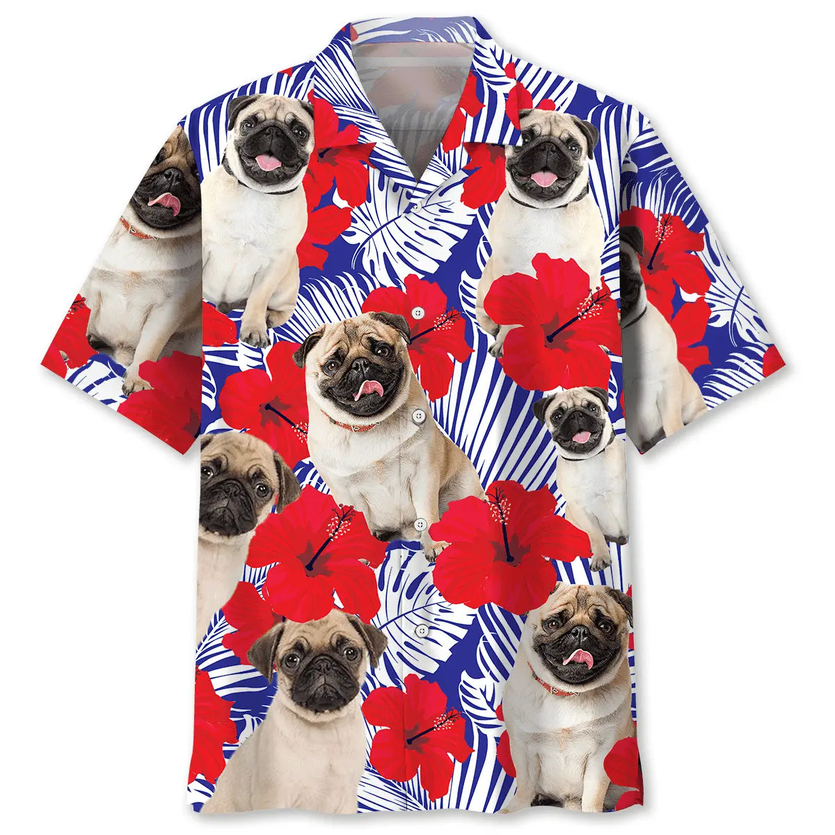 Hawaiian Shirt / Adults / S Pug Tropical Hawaiian Shirt