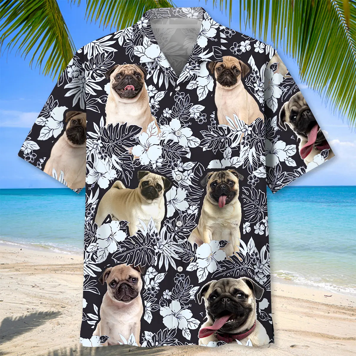 Pug Tropical Men Hawaiian Shirt