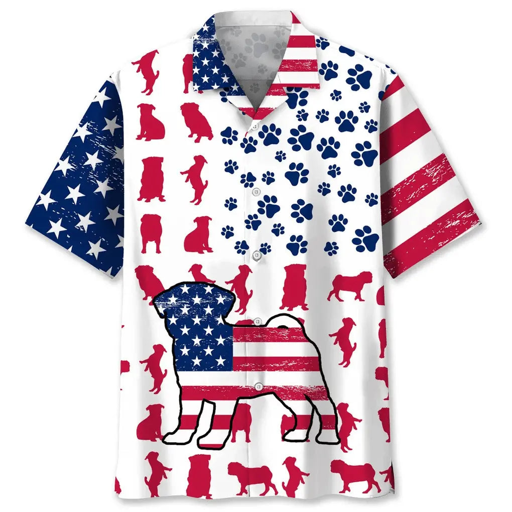 Hawaiian Shirt / Adults / S Pug Usa Flag Hawaiian Shirt