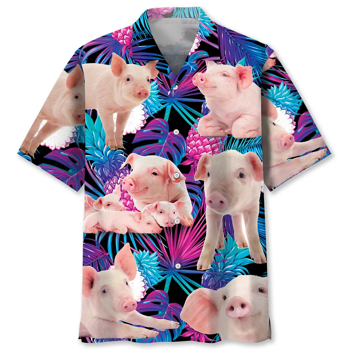 Hawaiian Shirt / Adults / S Purple Tropical Pig Hawaiian Shirt